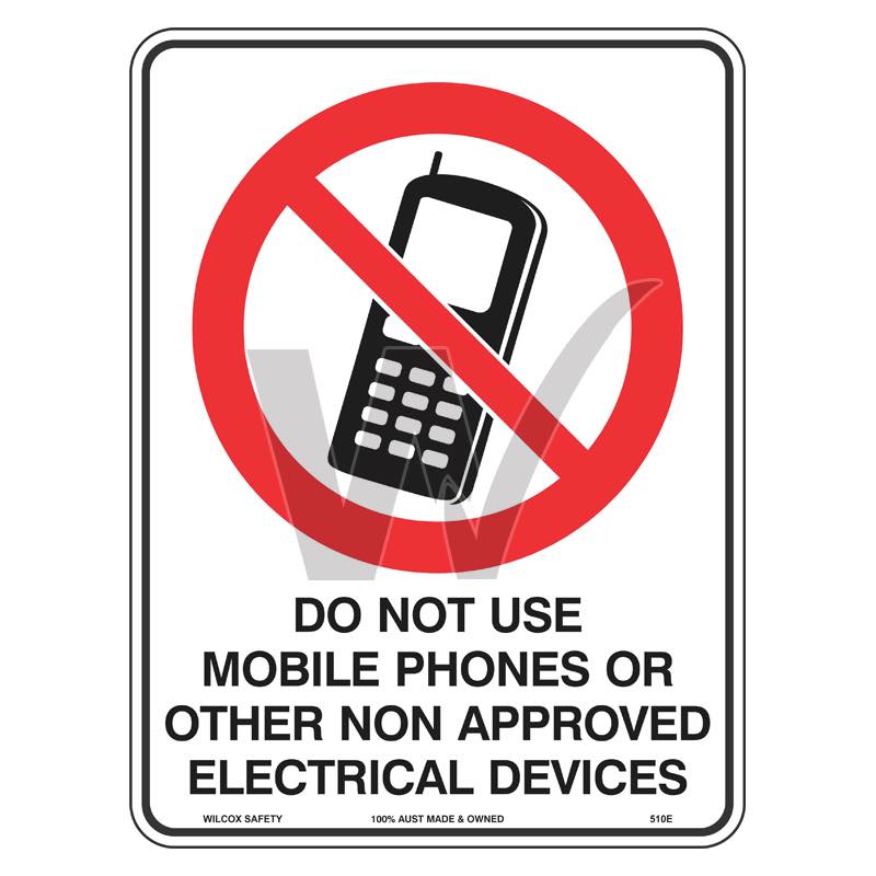 Prohibition Sign - Do Not Use Mobile Phones Or Other Electrical Devices