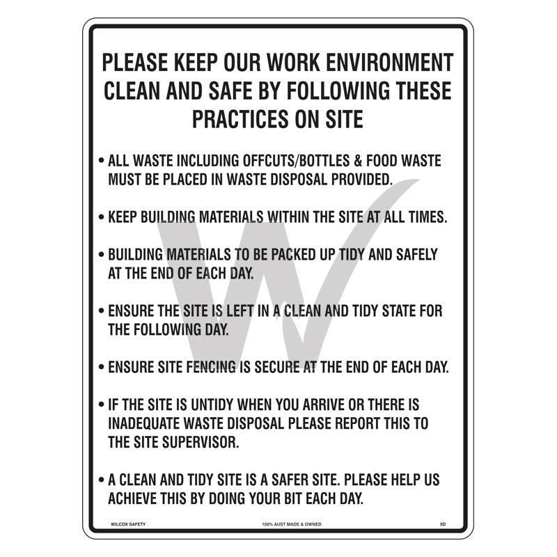 Construction Sign - Please Keep Our Work Environment Clean And Safe