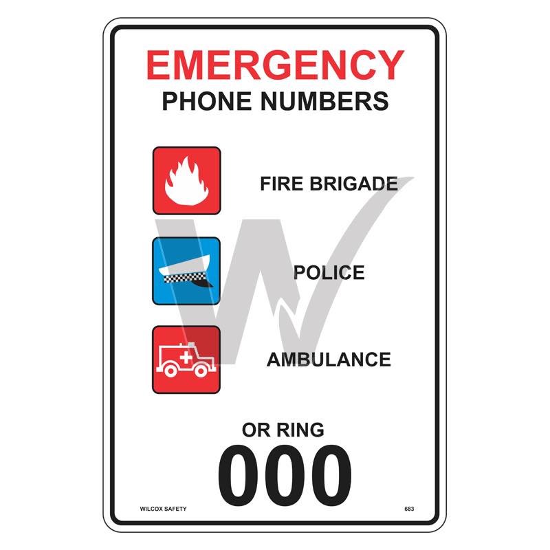 Emergency Sign - Emergency Phone Numbers