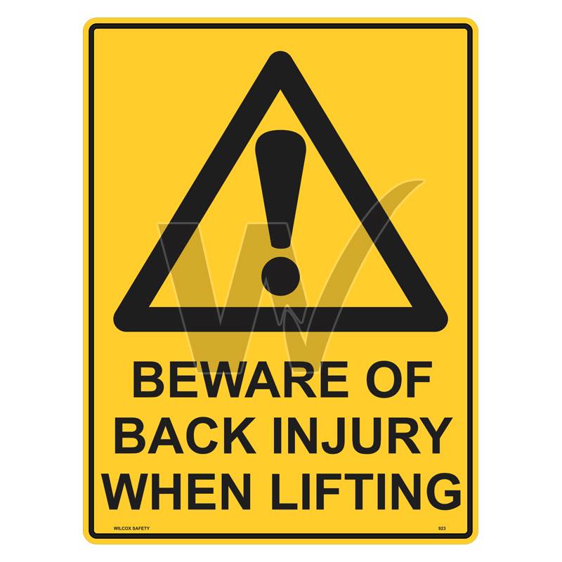 Warning Sign - Beware of Back Injury When Lifting