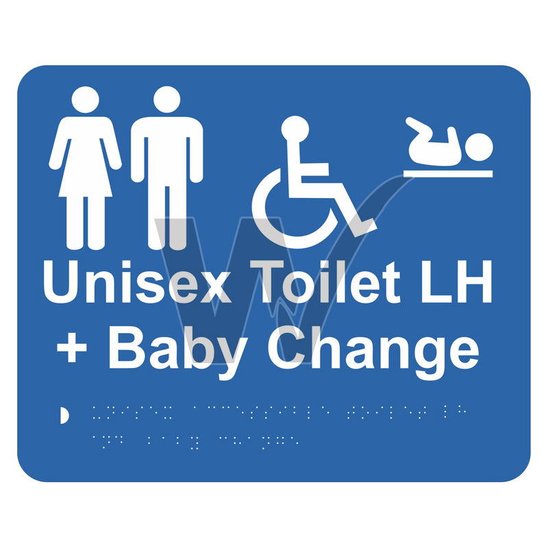 Braille Sign - Unisex Accessible Toilet LH & Baby Change