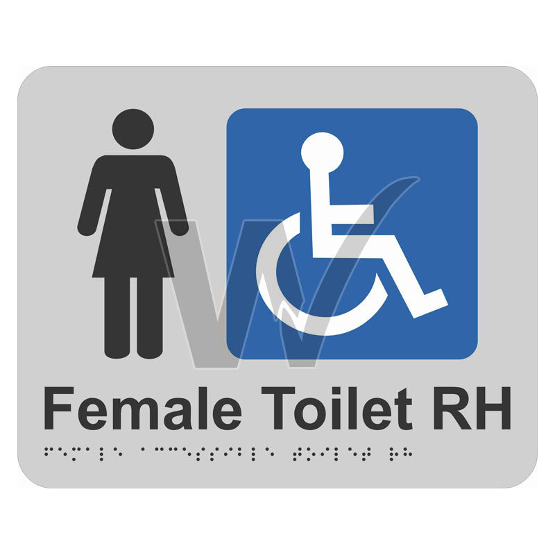 Braille Sign - Female Accessible Toilet RH