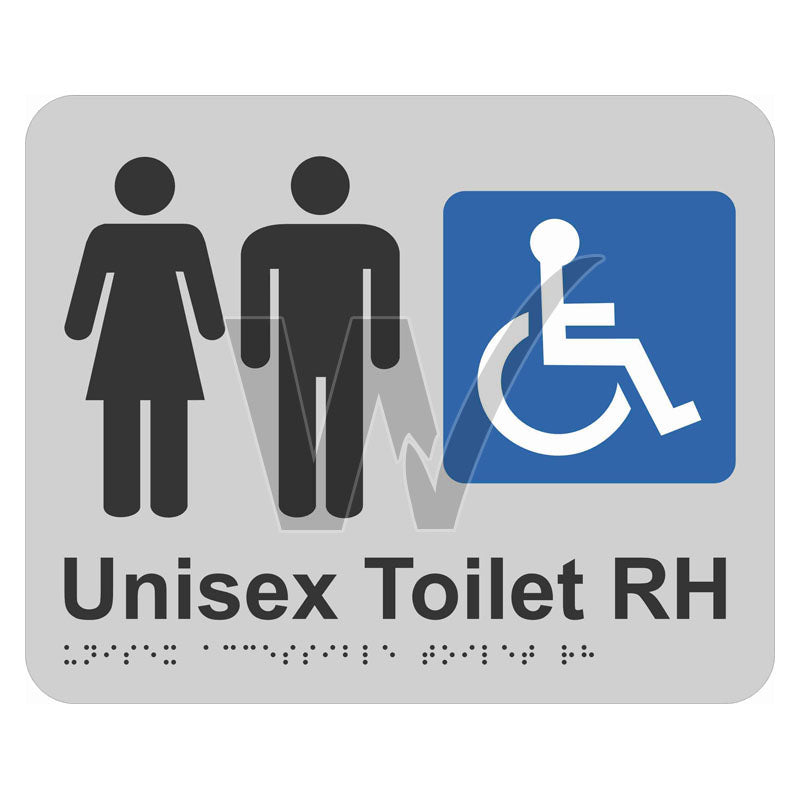 Braille Sign - Unisex Accessible Toilet RH