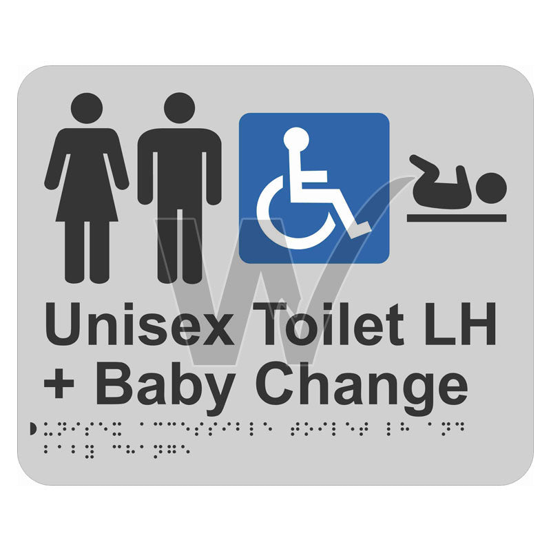 Braille Sign - Unisex Accessible Toilet LH & Baby Change