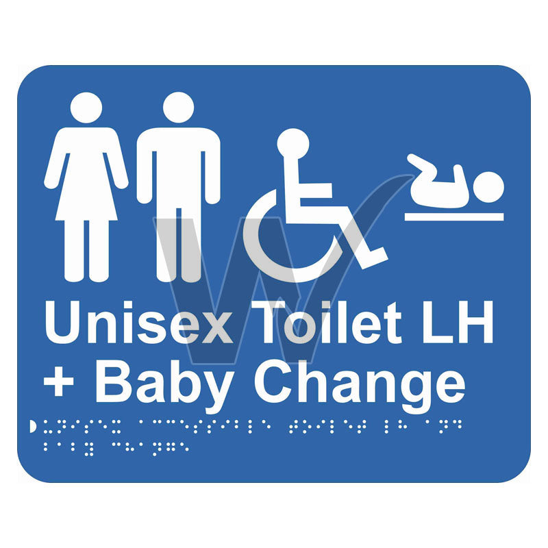 Braille Sign - Unisex Accessible Toilet LH & Baby Change