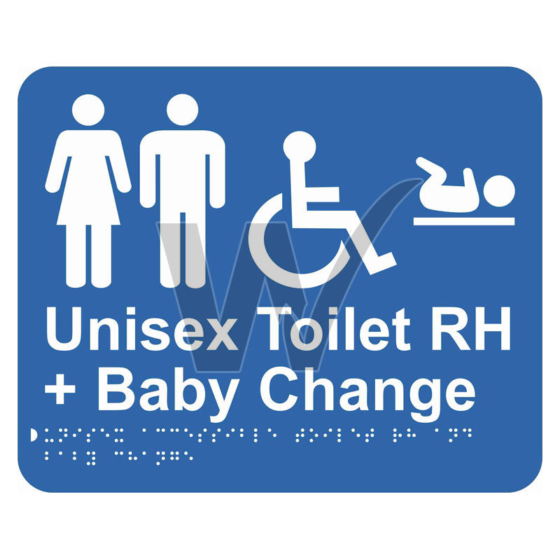 Braille Sign - Unisex Accessible Toilet RH & Baby Change