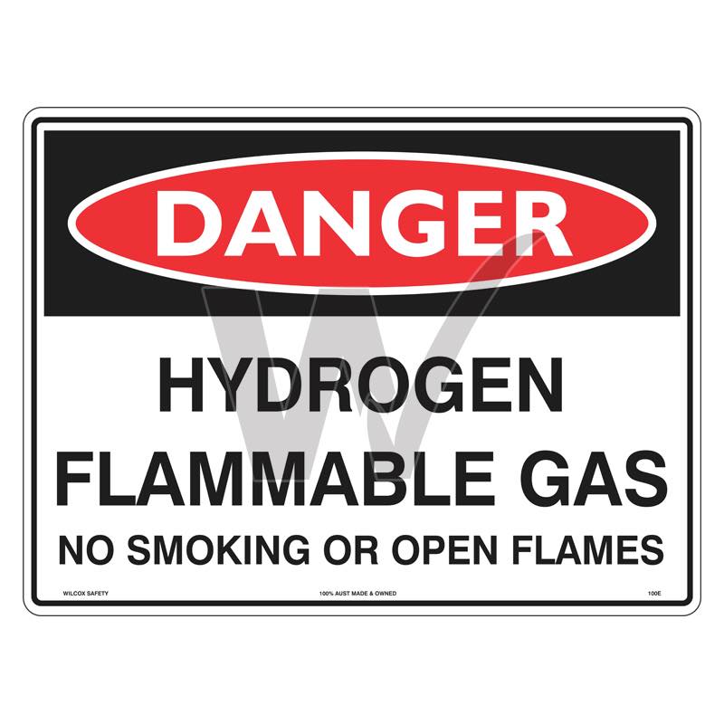 Danger Sign - Hydrogen Flammable Gas No Smoking