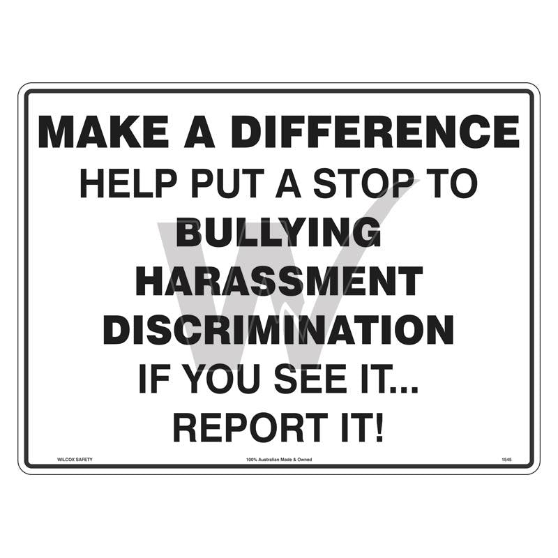 Bullying Sign - Help Put A Stop To Bullying Harassment Discrimination