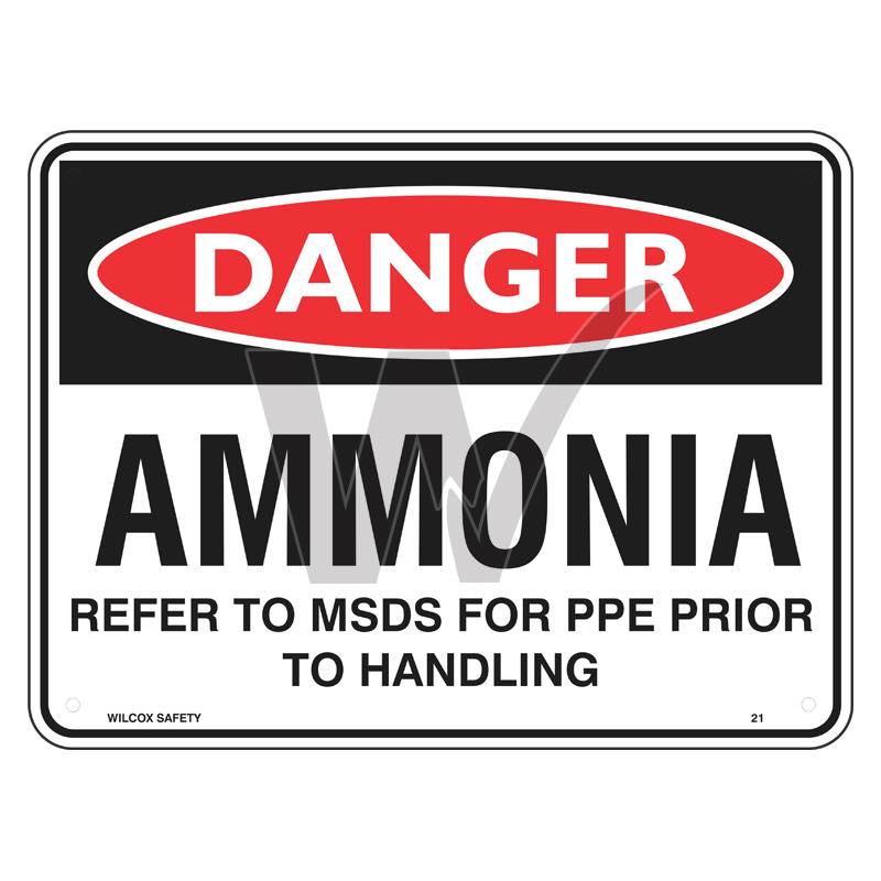 Danger Sign - Ammonia Refer to MSDS