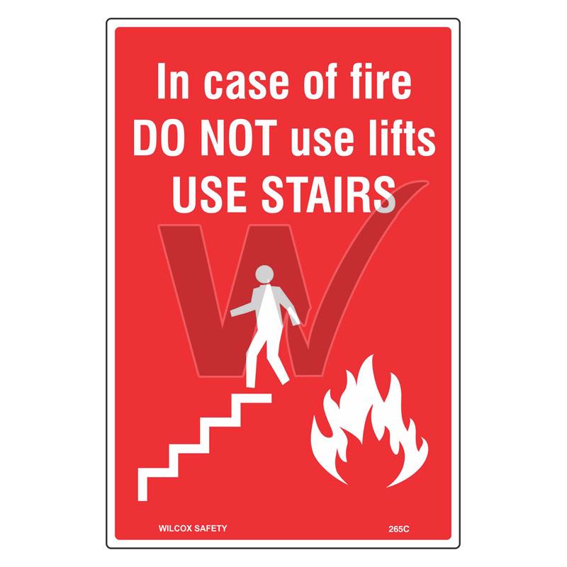 In Case Of Fire Sign - Do Not Use Lifts Use Stairs