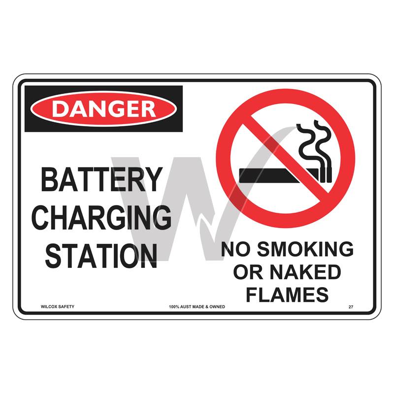 Danger Sign - Battery Charging Station - No Smoking