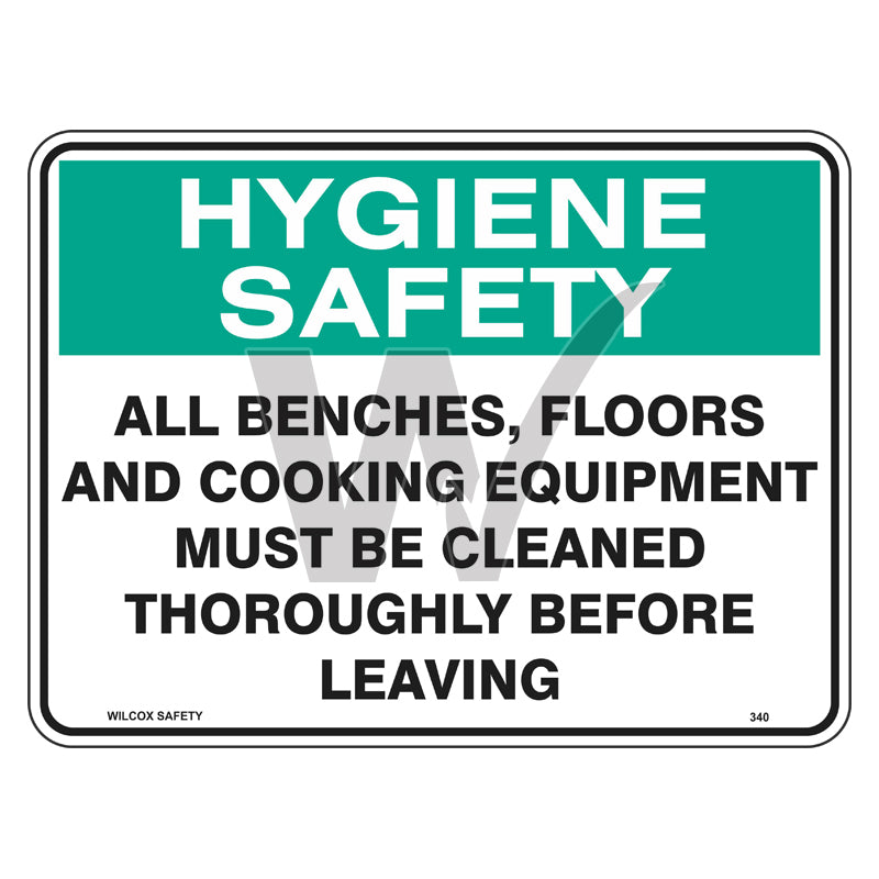 Hygiene Sign - All Benches Must Be Cleaned Before Leaving