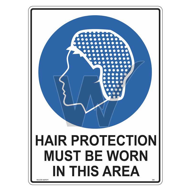 Mandatory Sign - Hair Protection Must Be Worn In This Area