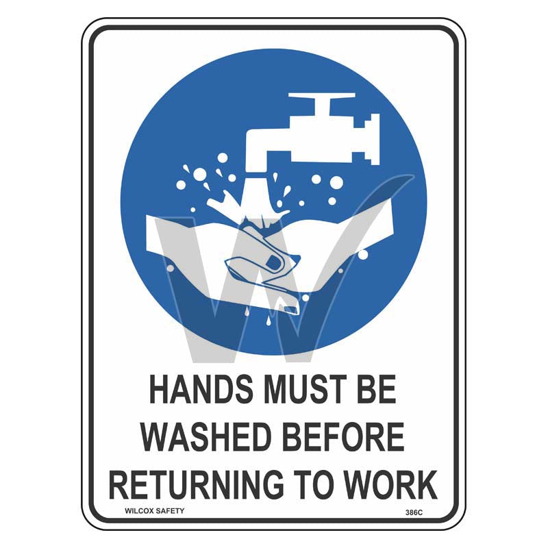 Mandatory Sign - Hands Must Be Washed Before Returning To Work