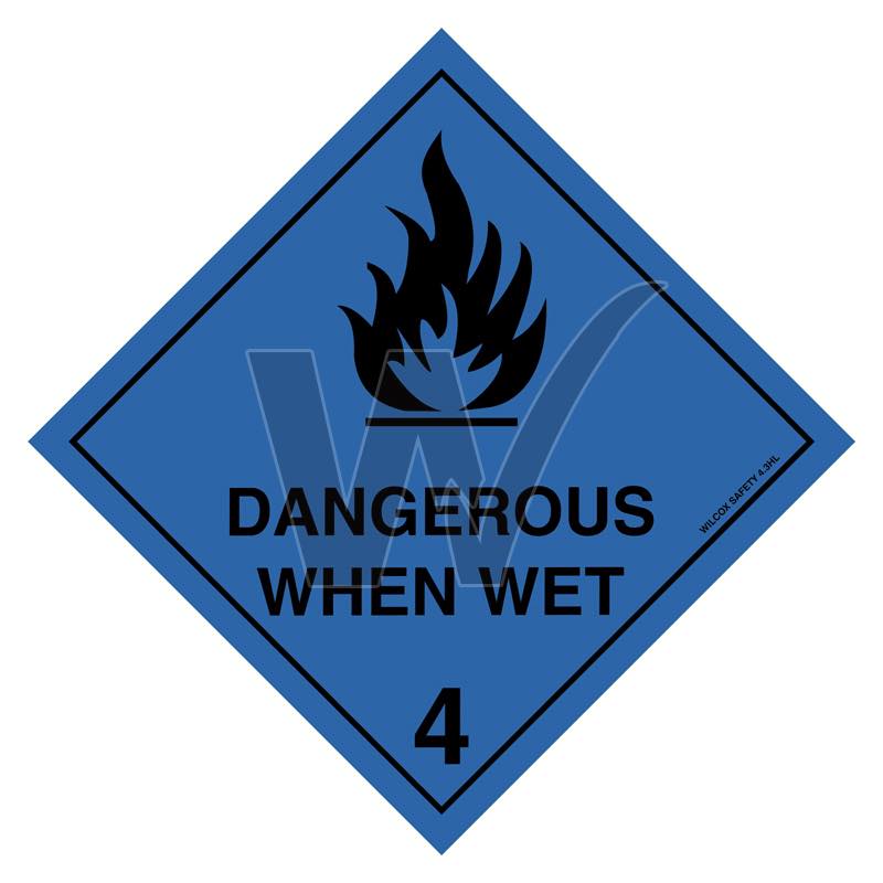 Hazchem Sign - 4 Dangerous When Wet
