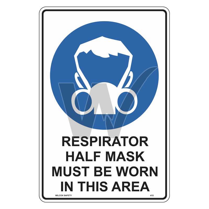 Mandatory Sign - Respirator Half Mask Must Be Worn In This Area