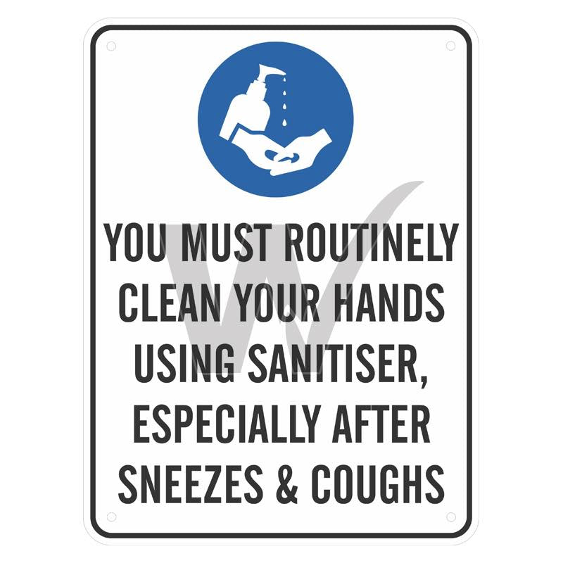 Mandatory Sign - You Must Routinely Clean Your Hands Using Sanitiser