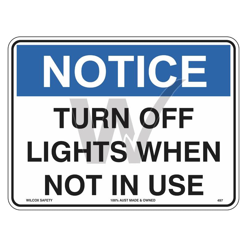 Notice Sign - Turn Off Lights When Not In Use