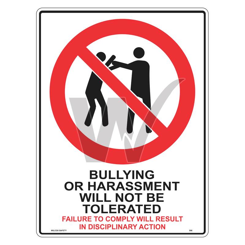 Prohibition Sign - Bullying Or Harassment Will Not Be Tolerated