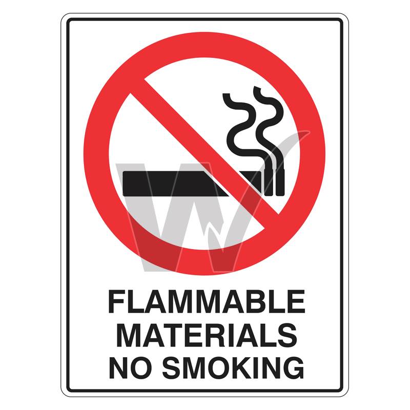 Prohibition Sign - Flammable Materials No Smoking
