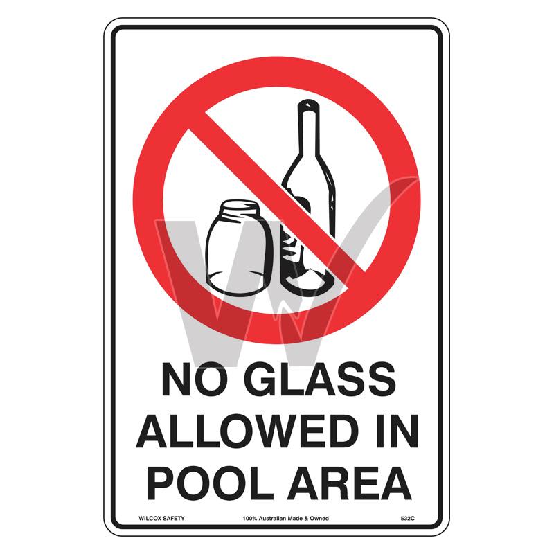 Prohibition Sign - No Glass Allowed In Pool Area