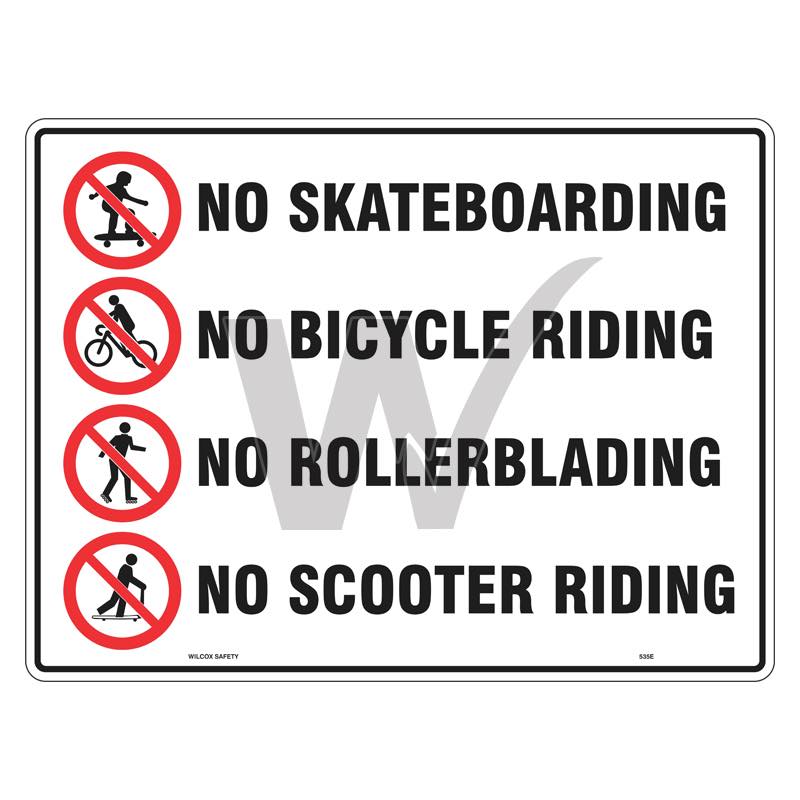 Prohibition Sign - No Skateboarding / Bicycles / Rollerblading / Scooters