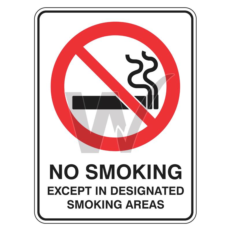 Prohibition Sign - No Smoking Except In Designated Smoking Areas