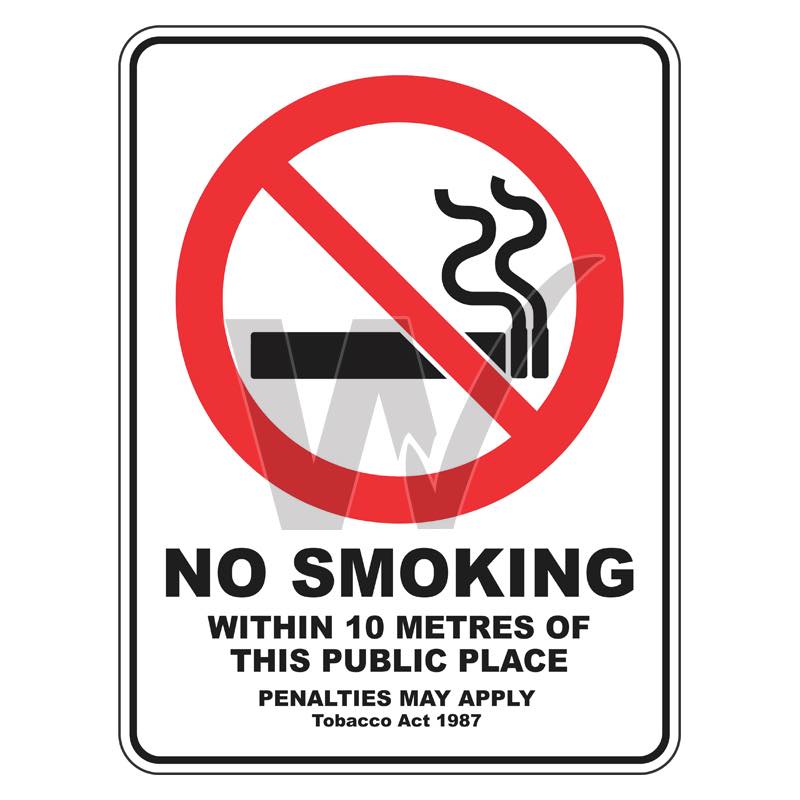 Prohibition Sign - No Smoking Within 10 Metres Of This Public Place