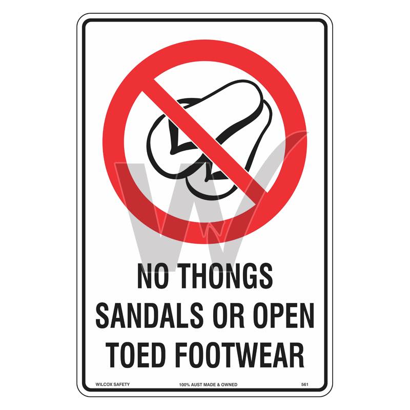Prohibition Sign - No Thongs Sandals Or Open Toed Footwear