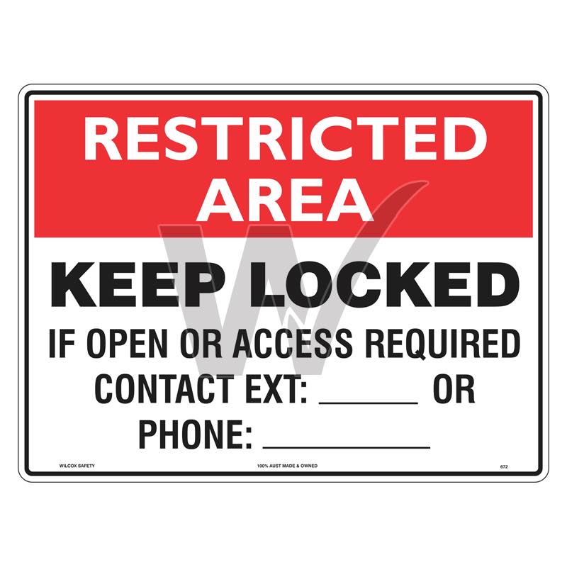 Restricted Area Sign - Keep Locked