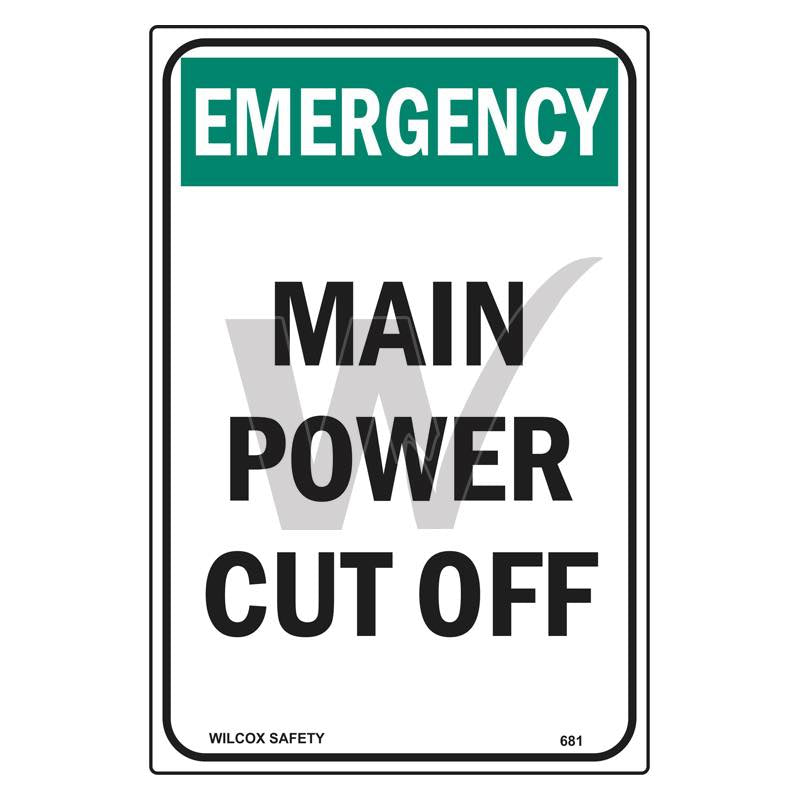 Emergency Sign - Main Power Cut Off — Wilcox Safety & Signs