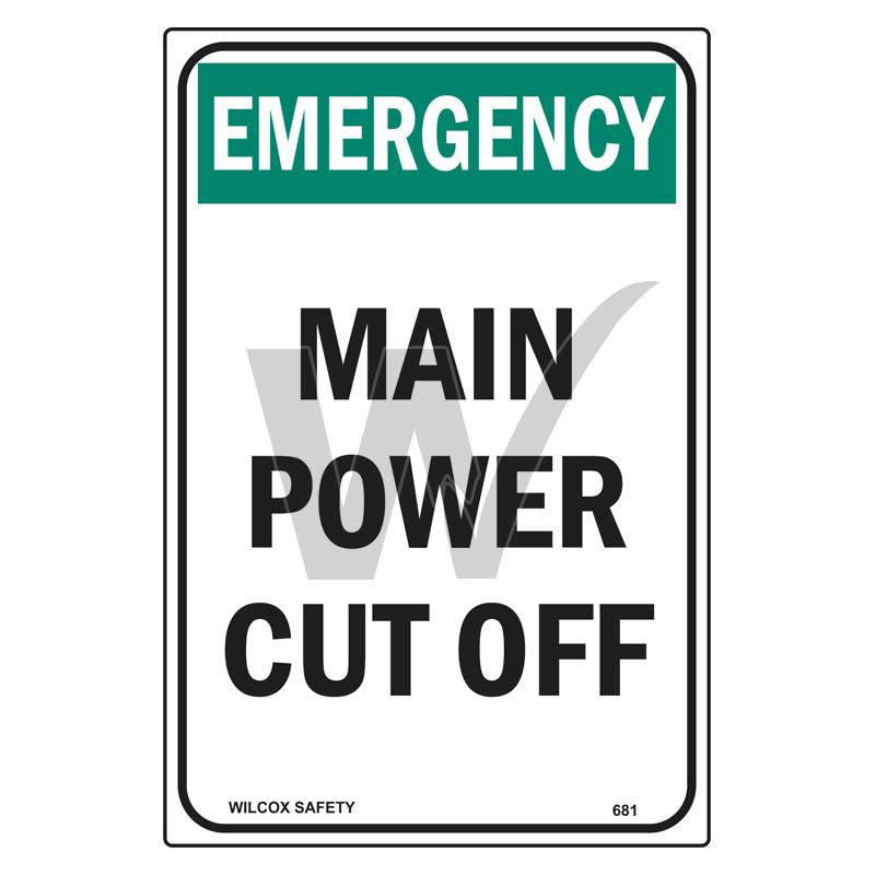 Emergency Sign - Main Power Cut Off