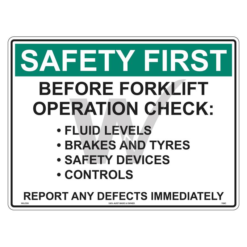 Safety First Sign - Before Forklift Operation Check