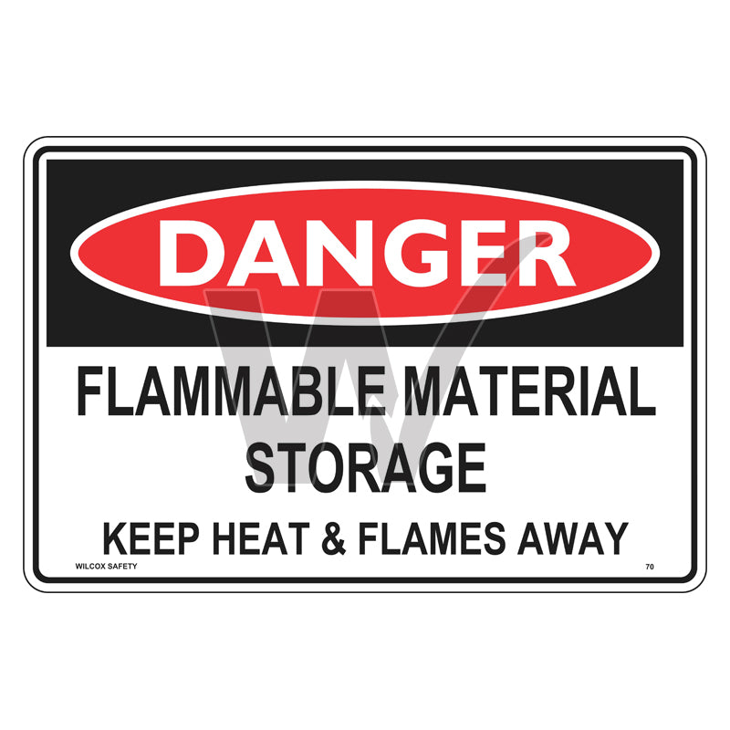 Danger Sign - Flammable Material Storage Keep Heat Away