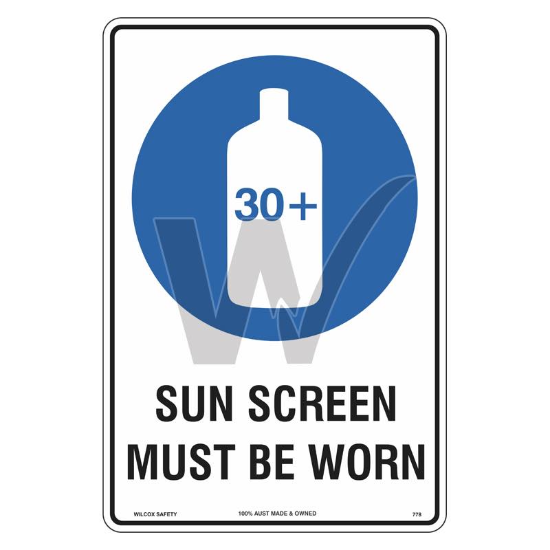 Sun Safety Sign - Sun Screen Must Be Worn
