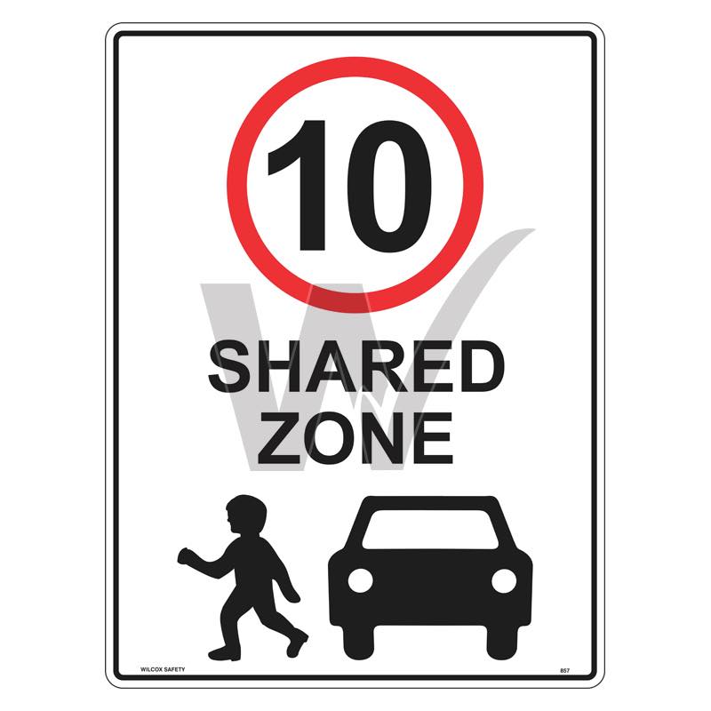 Speed Limit Sign - 10 km Shared Zone