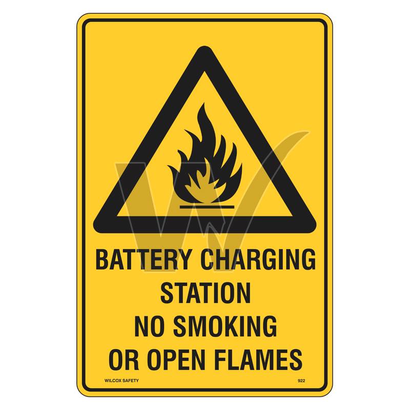 Warning Sign - Battery Charging Station No Smoking Or Open Flames