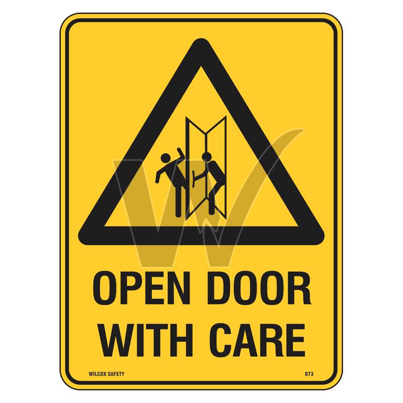 Warning Sign - Open Door With Care