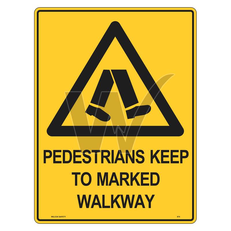 Warning Sign - Pedestrians Keep To Marked Walkways