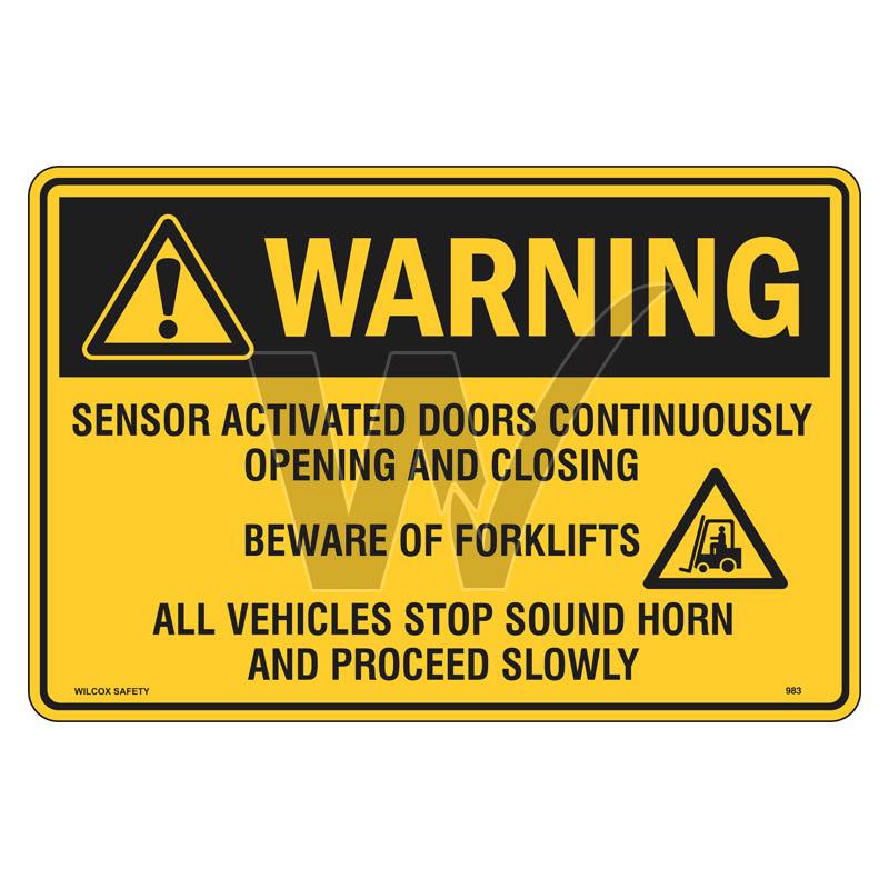 Warning Sign - Sensor Activated Doors Continuously Opening And Closing