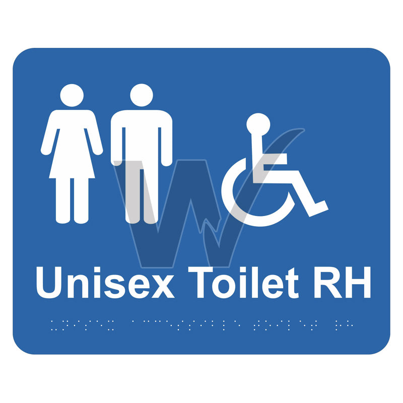 Braille Sign - Unisex Accessible Toilet RH