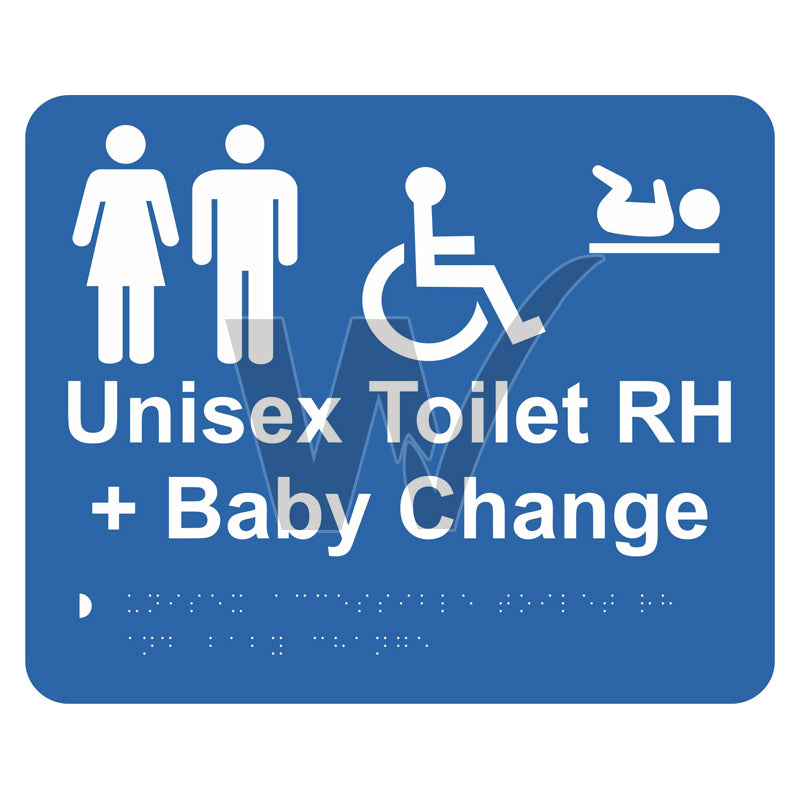 Braille Sign - Unisex Accessible Toilet RH & Baby Change