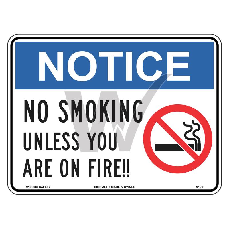 Fun Sign - Notice No Smoking Unless You Are On Fire