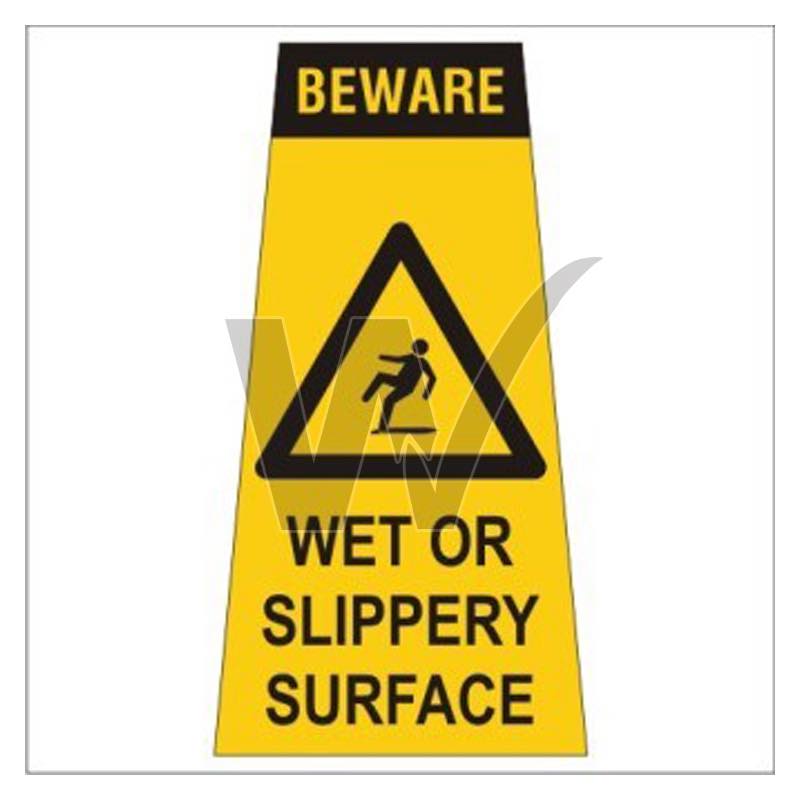 Cone Sign - Beware Wet Or Slippery Surface