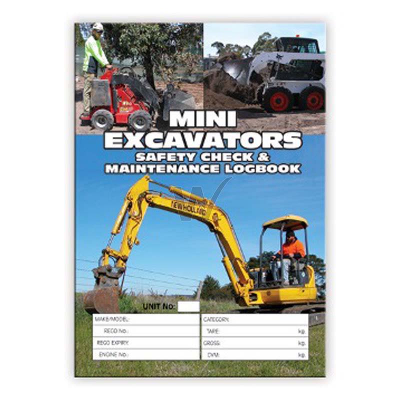 Mini Excavators Safety Check & Maintenance Log Book