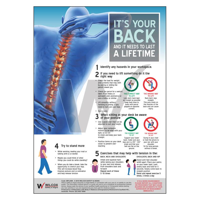 Back Safety Poster — Wilcox Safety & Signs