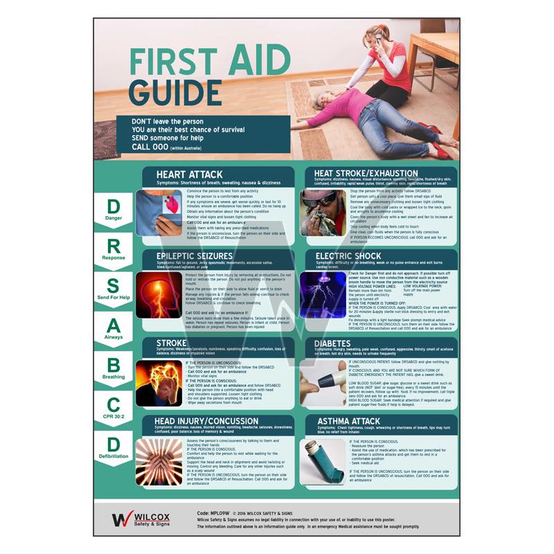 First Aid Principles Poster First Aid Poster — Wilcox Safety & Signs