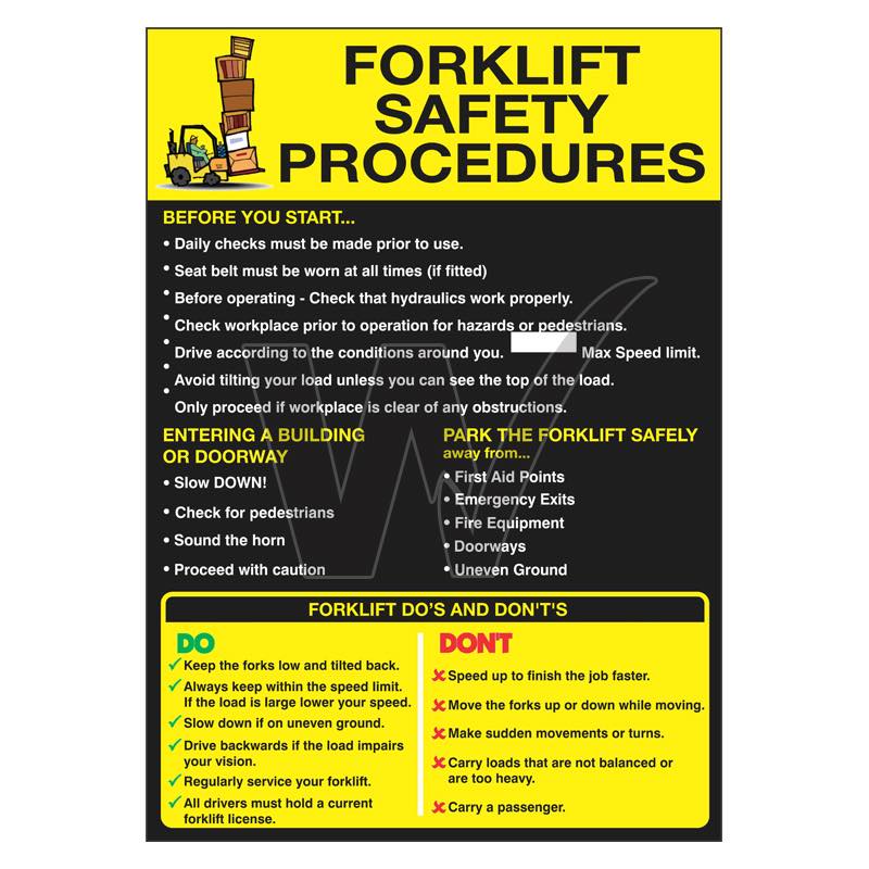Forklift Safety Procedures Poster