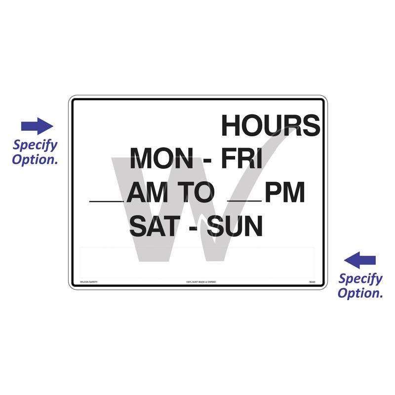 Operating Hours Sign