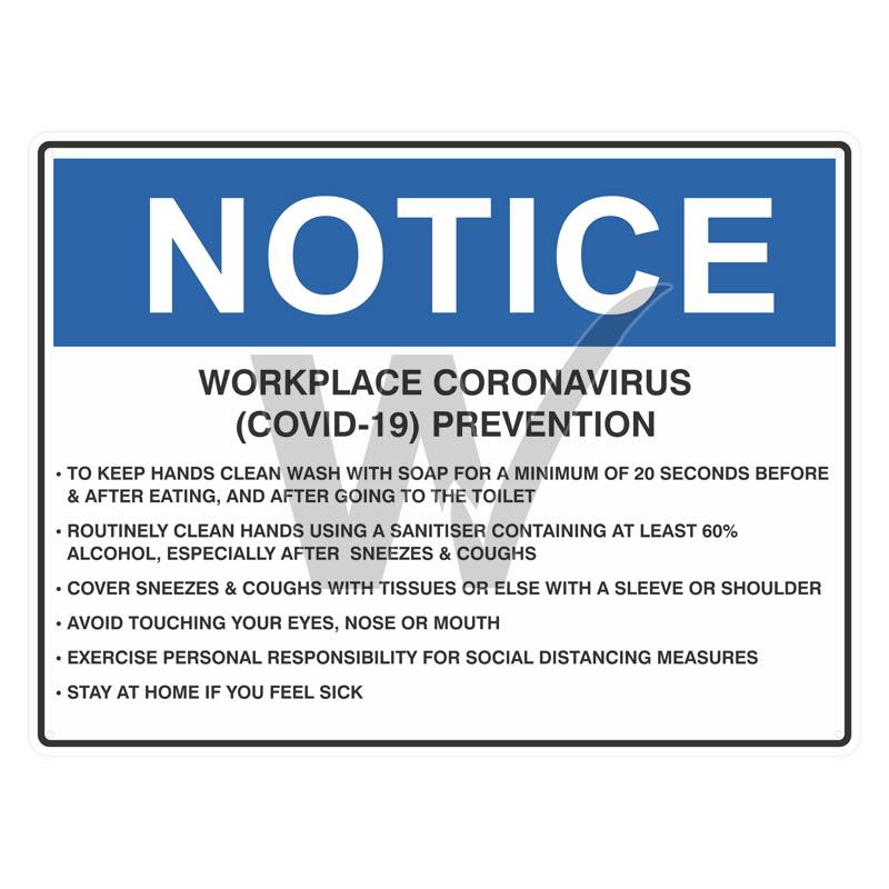 Notice Sign - Workplace Coronavirus (COVID-19) Prevention